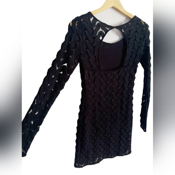 Free People Wild Thing Night Out Black Crochet Bodycon Mini Dress Size XS - Picture 4 of 9